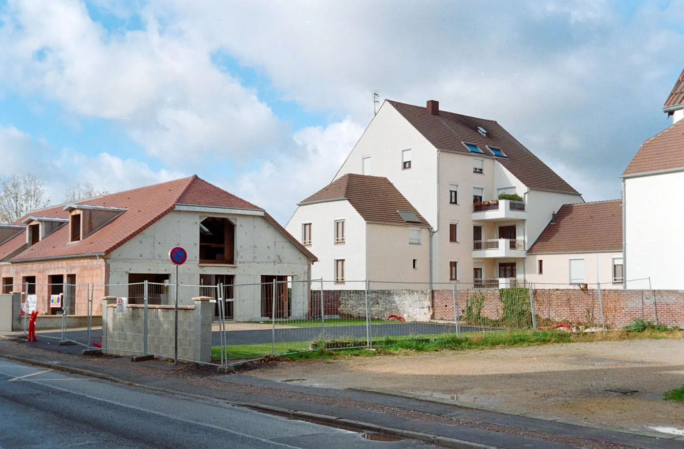 New residential development under construction with low-rise modern buildings